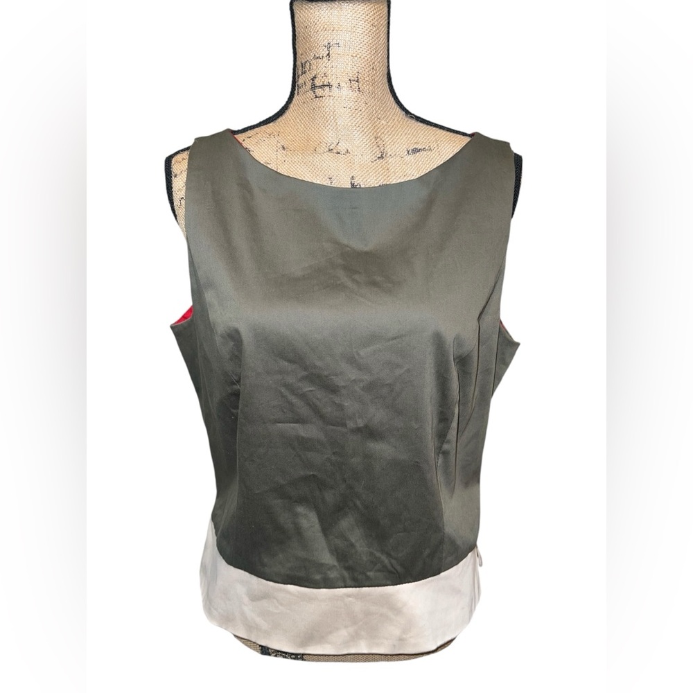 Citrine Olive And Tan Sleeveless  Cropped Blouse Size‎ 14 Canada US 10